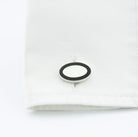 double oval black/white enamel t-bar cufflinks - cuff
