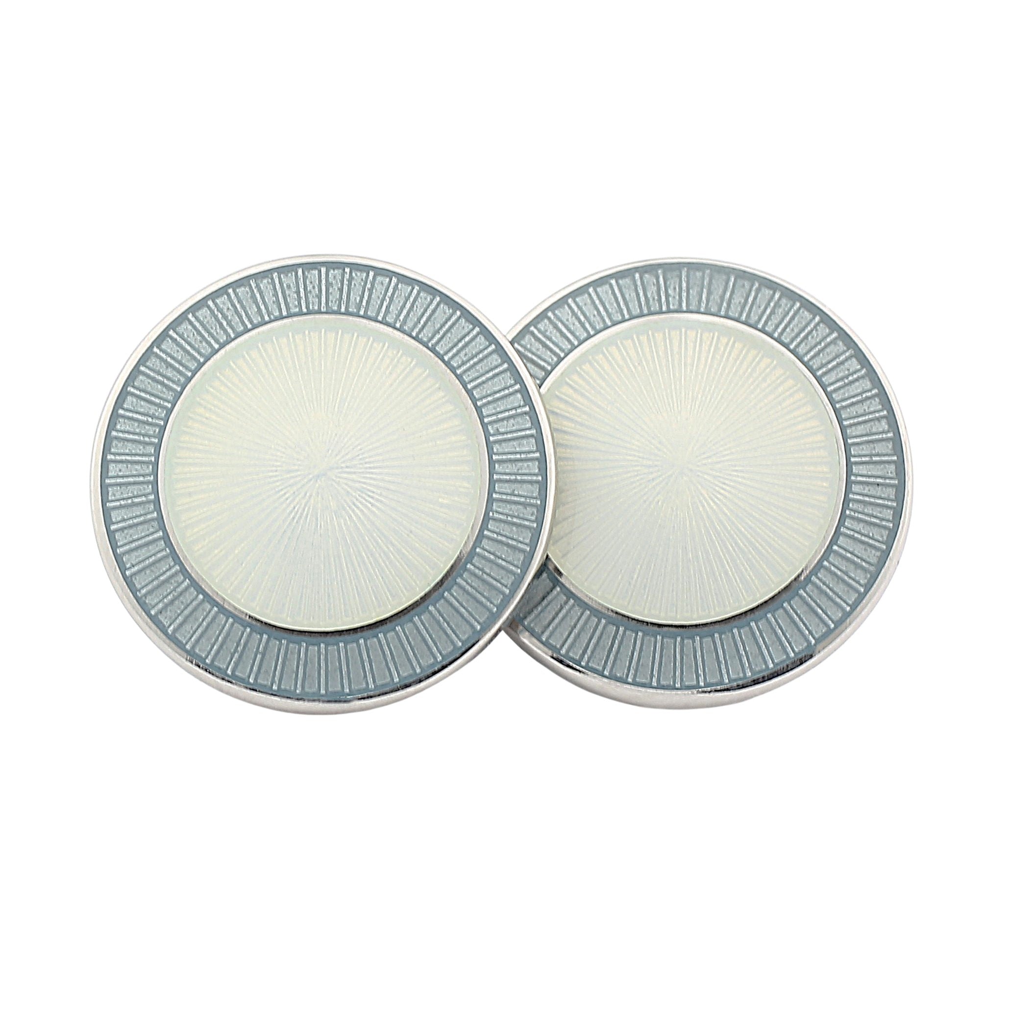 DOUBLE CIRCLE GREY/WHITE ENAMEL sterling silver CUFFLINKS - main