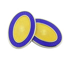 DOUBLE OVAL BLUE/YELLOW ENAMEL sterling silver CUFFLINKS - main