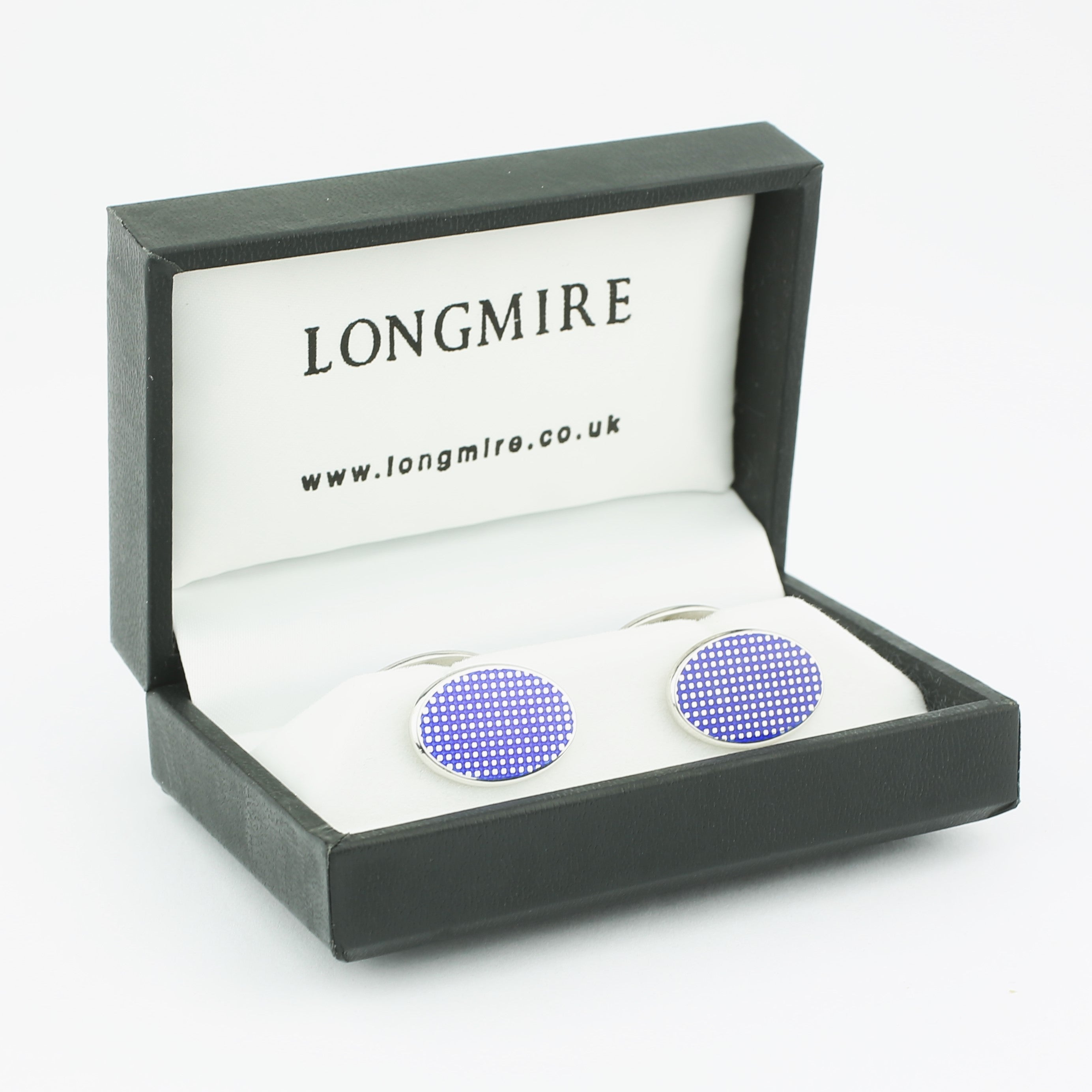 graph blue enamel solid hallmarked sterling silver cufflinks - boxed