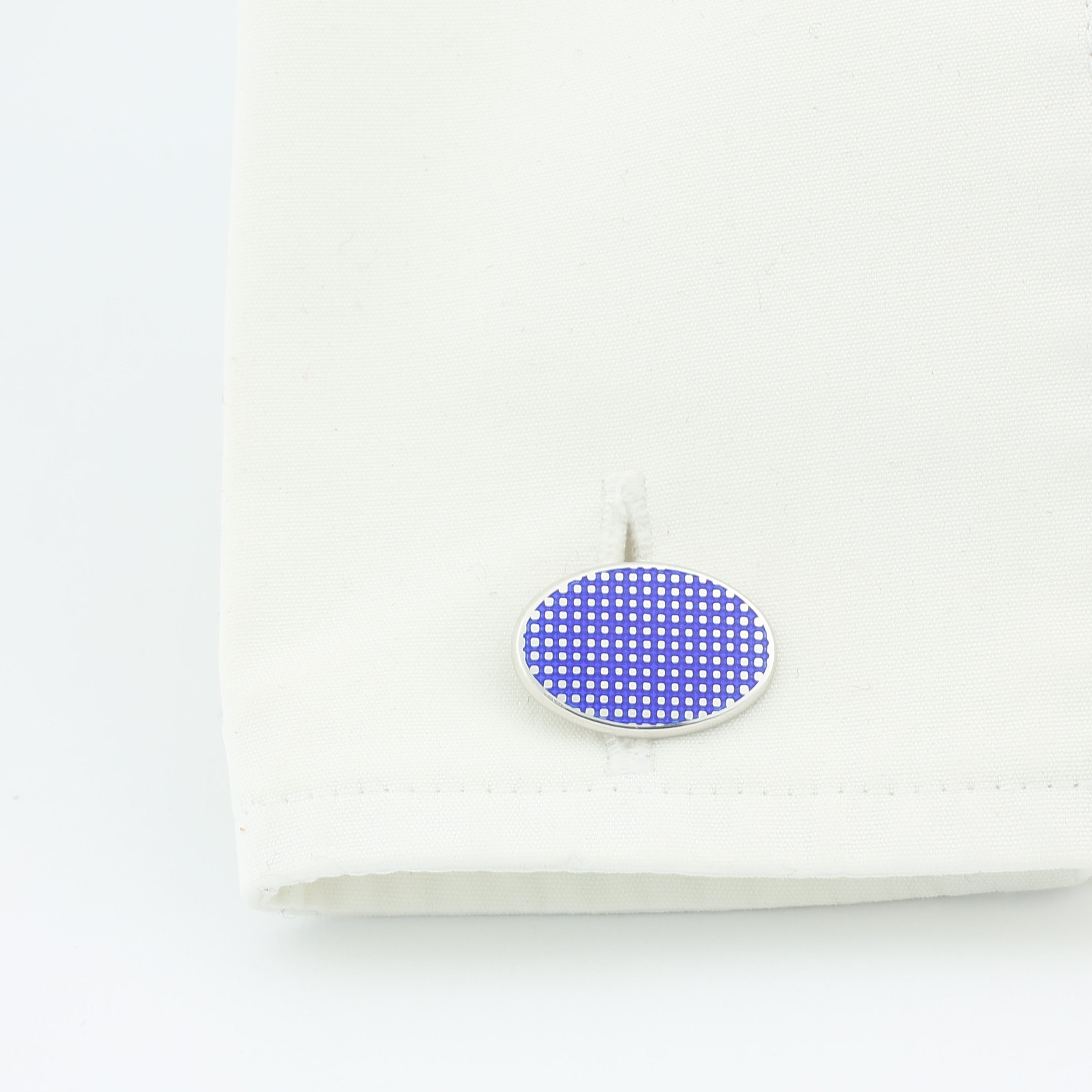 graph blue enamel solid hallmarked sterling silver cufflinks - cuff