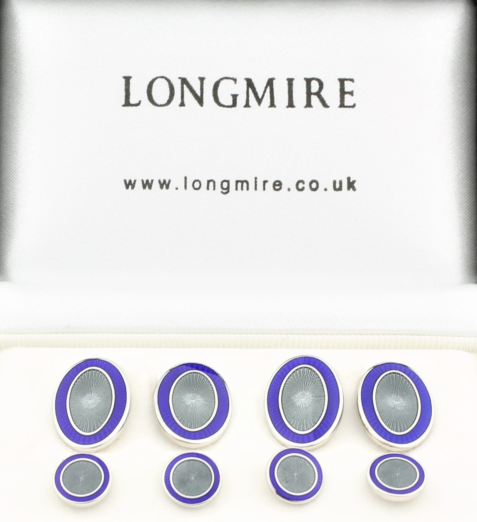 Dress set in blue and grey enamel on silver 