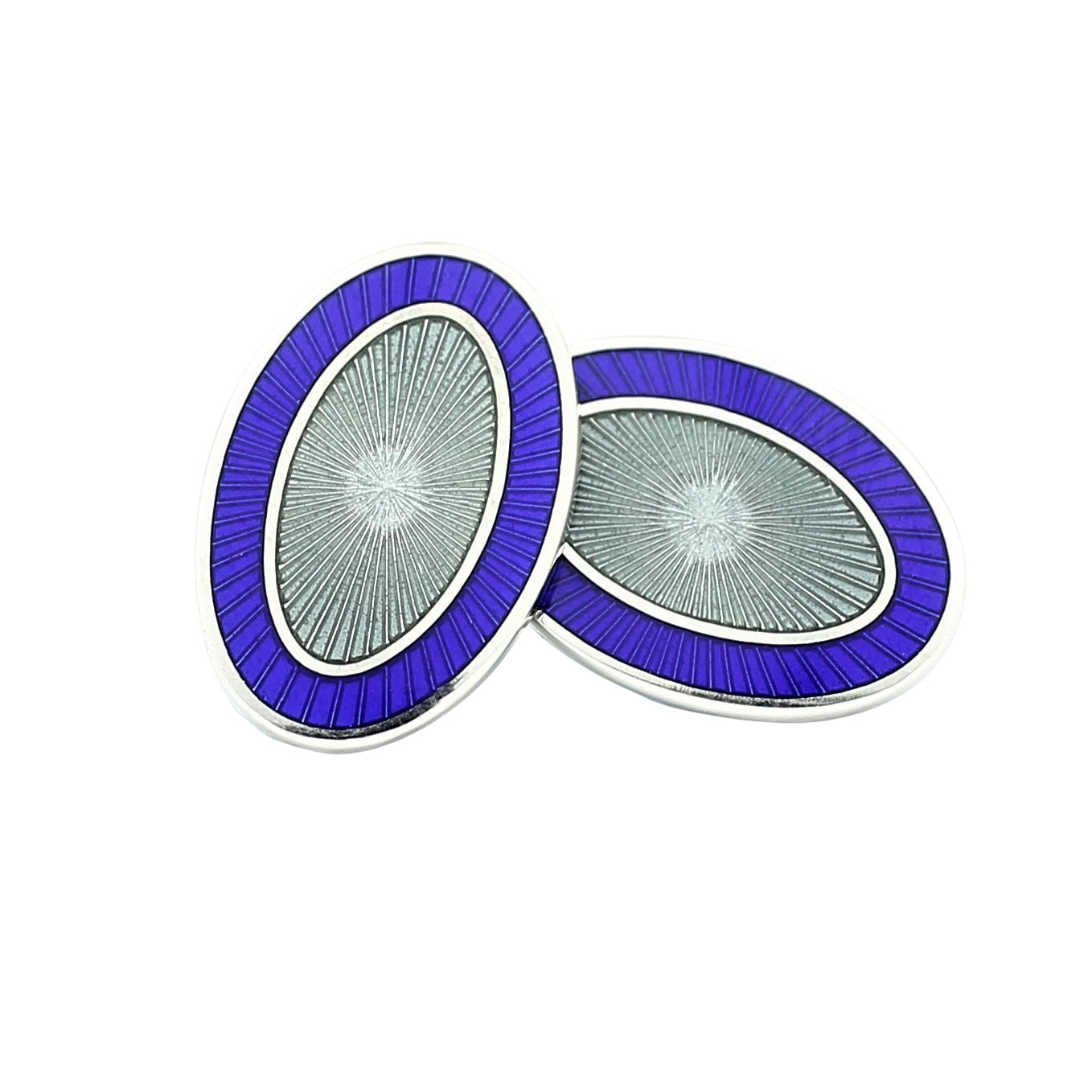 DOUBLE OVAL BLUE/GREY ENAMEL sterling silver dress set - link