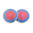 double circle pale blue/pink enamel sterling silver cufflinks - main