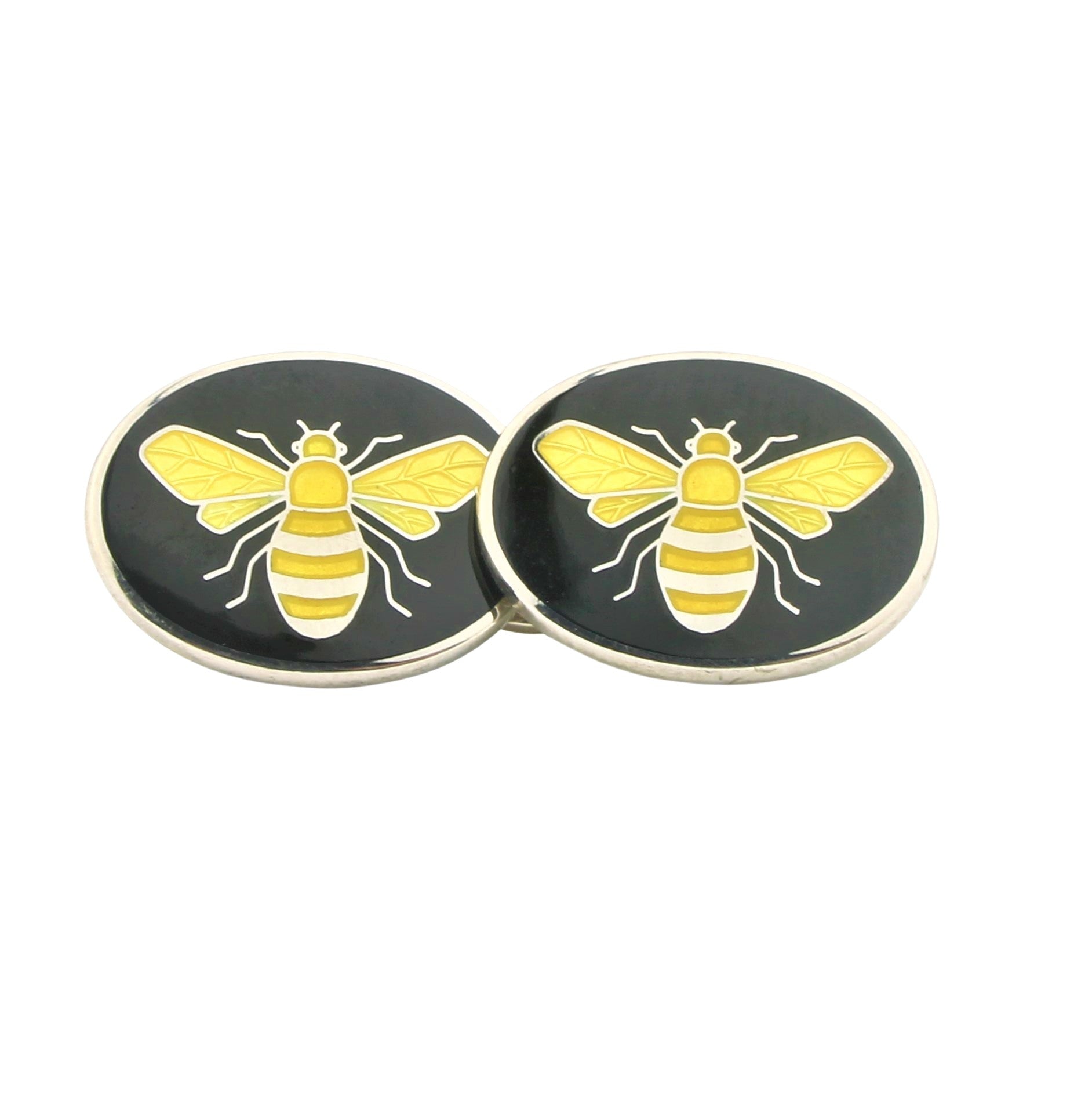 BEE CUFFLINKS - enamel and sterling silver cufflinks