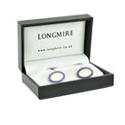 DOUBLE OVAL LAVENDER/WHITE ENAMEL sterling silver CUFFLINKS - boxed