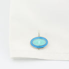 double oval pale blue/aquamarine sterling silver cufflinks - cuff