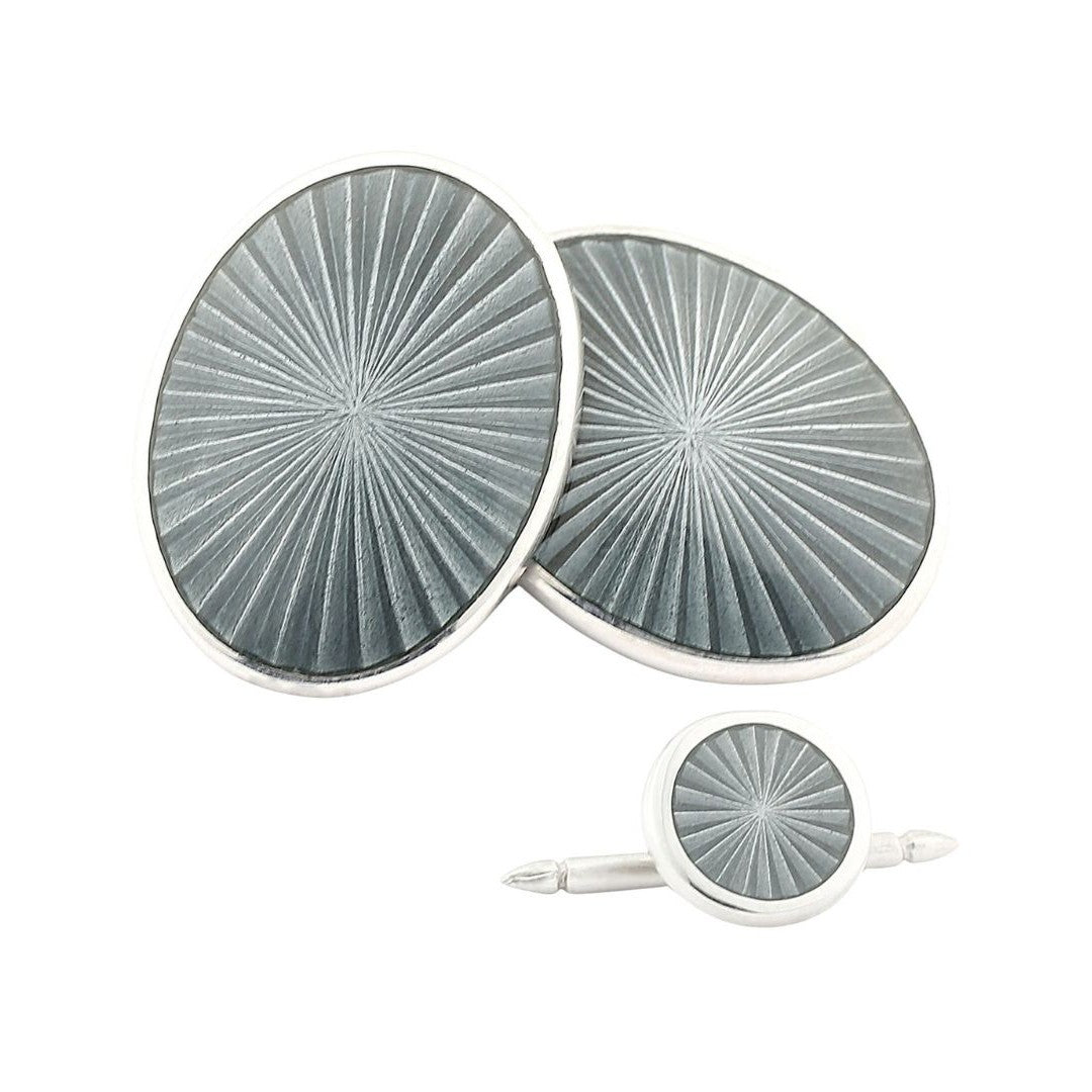 STARBURST GREY ENAMEL sterling silver DRESS SET - main