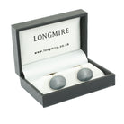 STARBURST GREY ENAMEL sterling silver CUFFLINKS - boxed