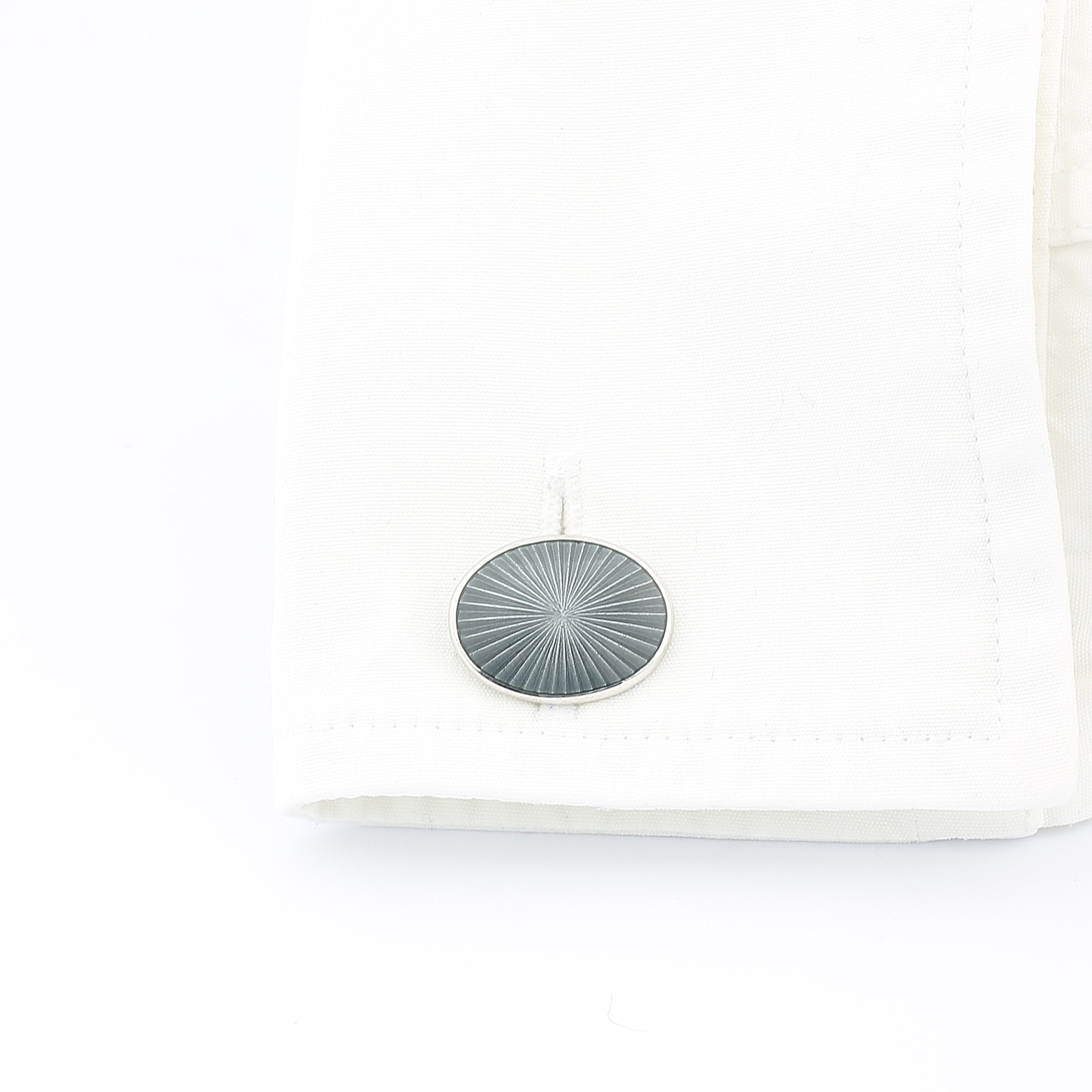 STARBURST GREY ENAMEL sterling silver CUFFLINKS - cuff