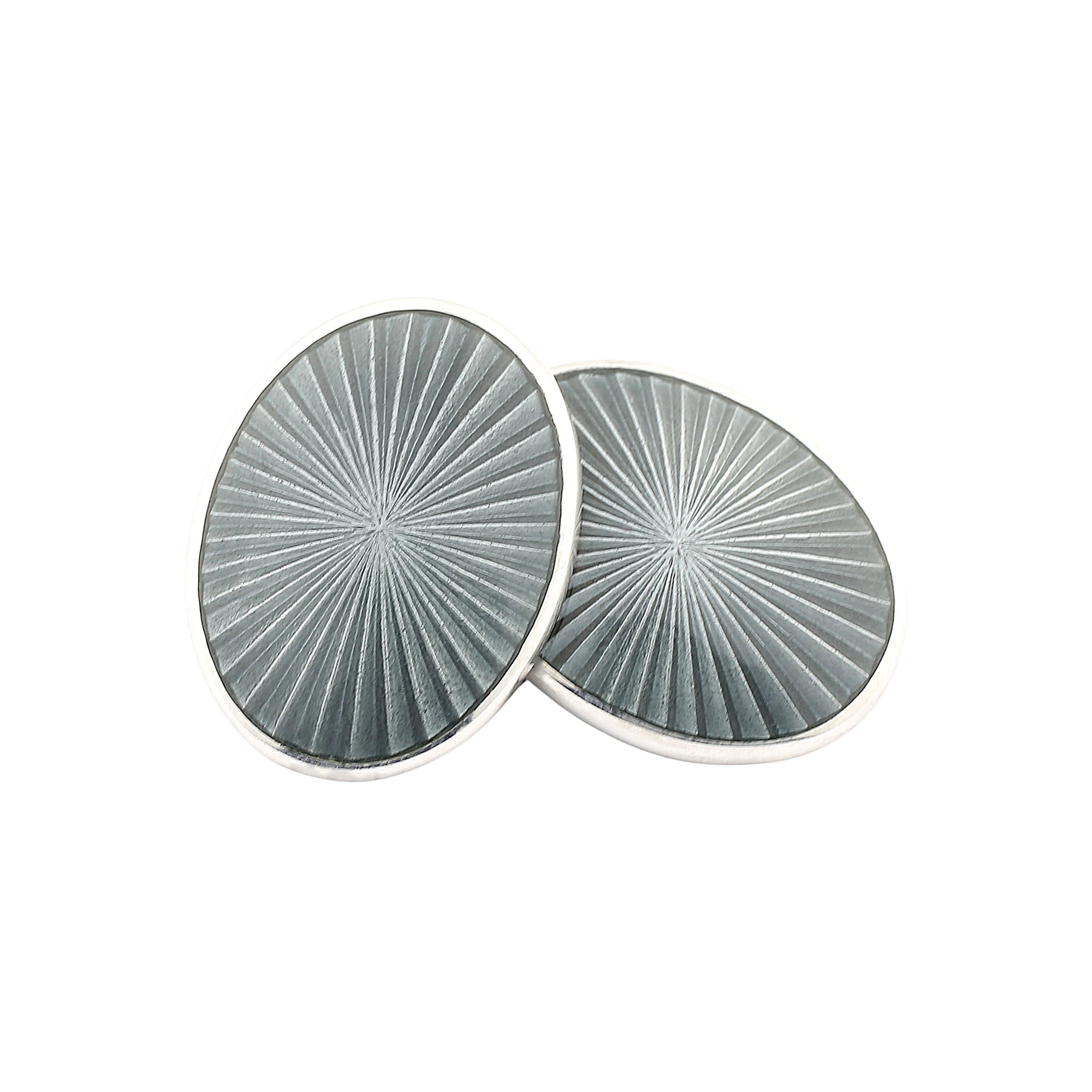 STARBURST GREY ENAMEL sterling silver CUFFLINKS - main