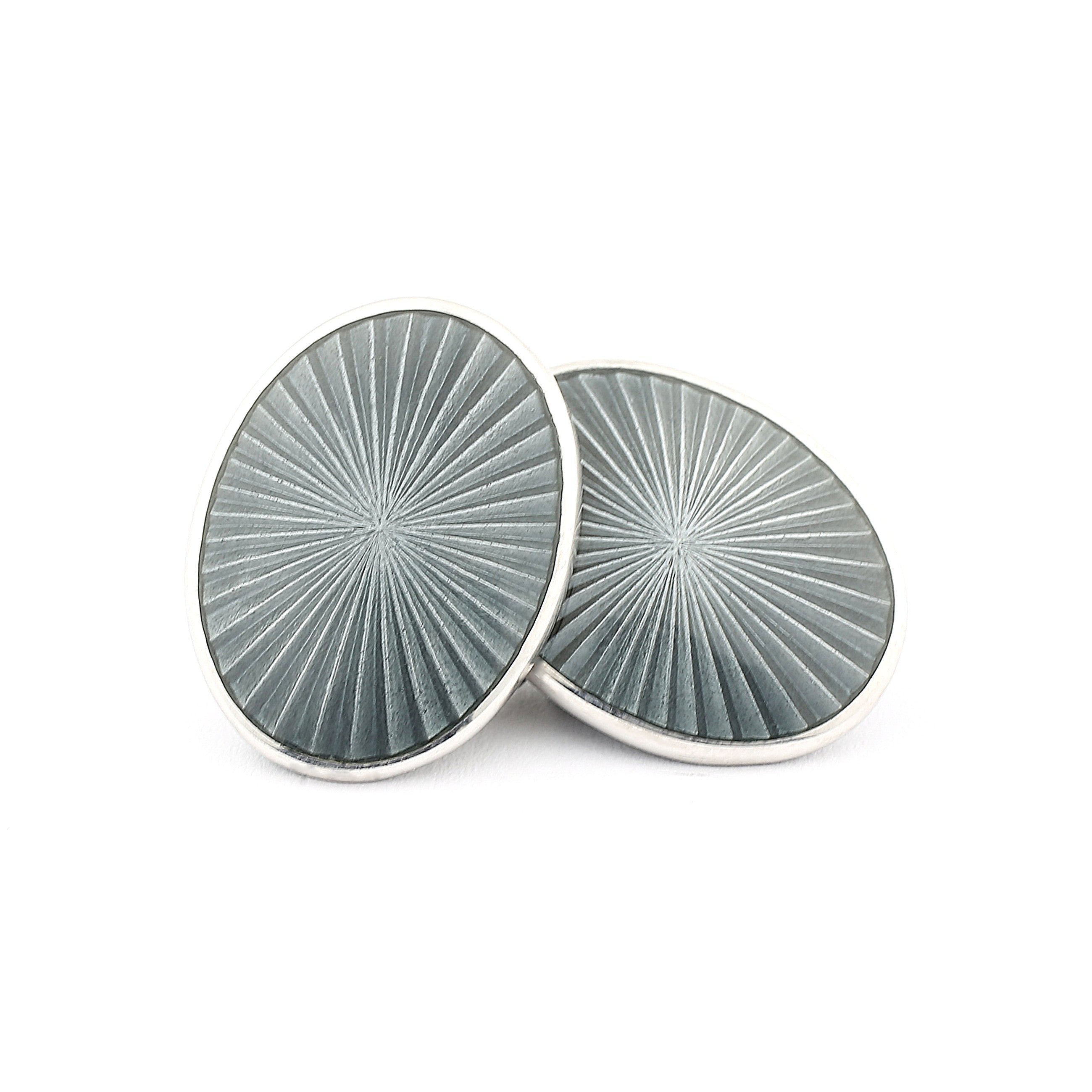 STARBURST GREY ENAMEL sterling silver DRESS SET - links