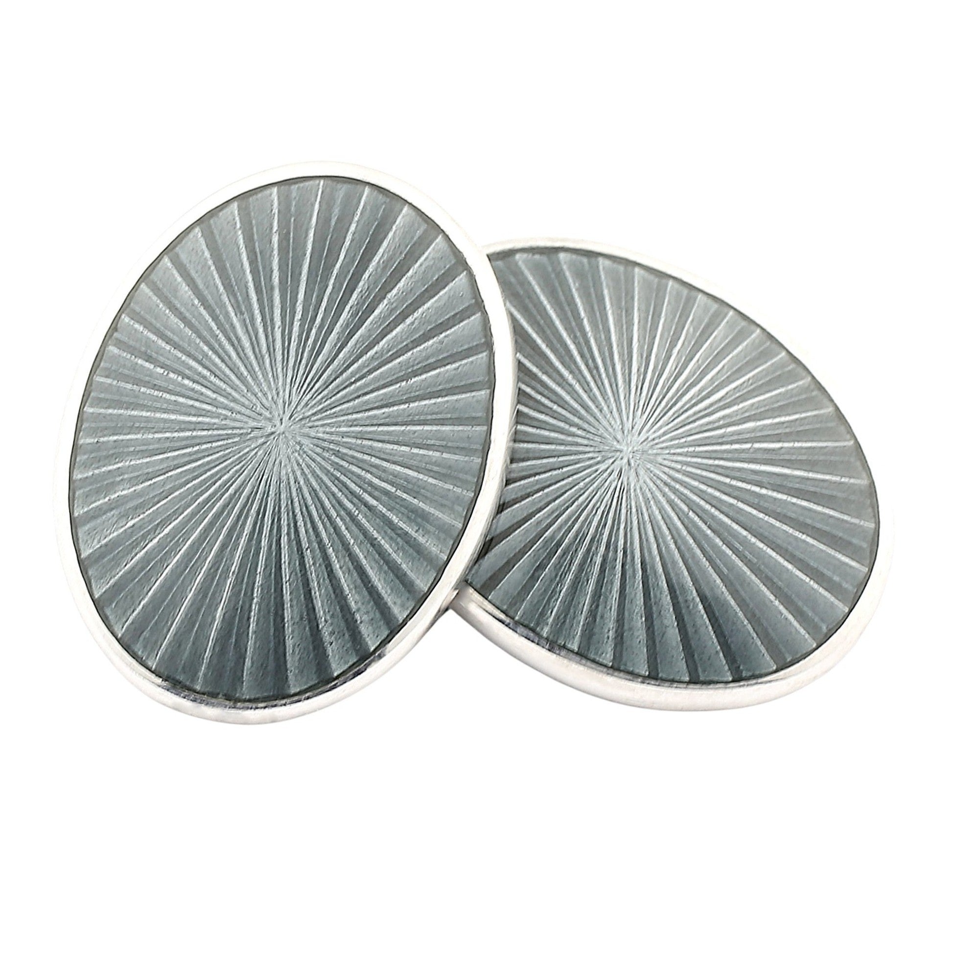 STARBURST GREY ENAMEL sterling silver CUFFLINKS - main