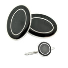 DOUBLE OVAL BLACK/BLACK ENAMEL sterling silver dress set - main
