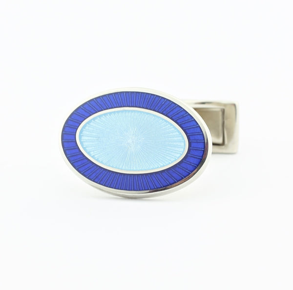 double oval dark blue/light blue t-bar cufflinks