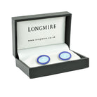 double oval dark blue/light blue enamel sterling silver t-bar cufflinks - boxed