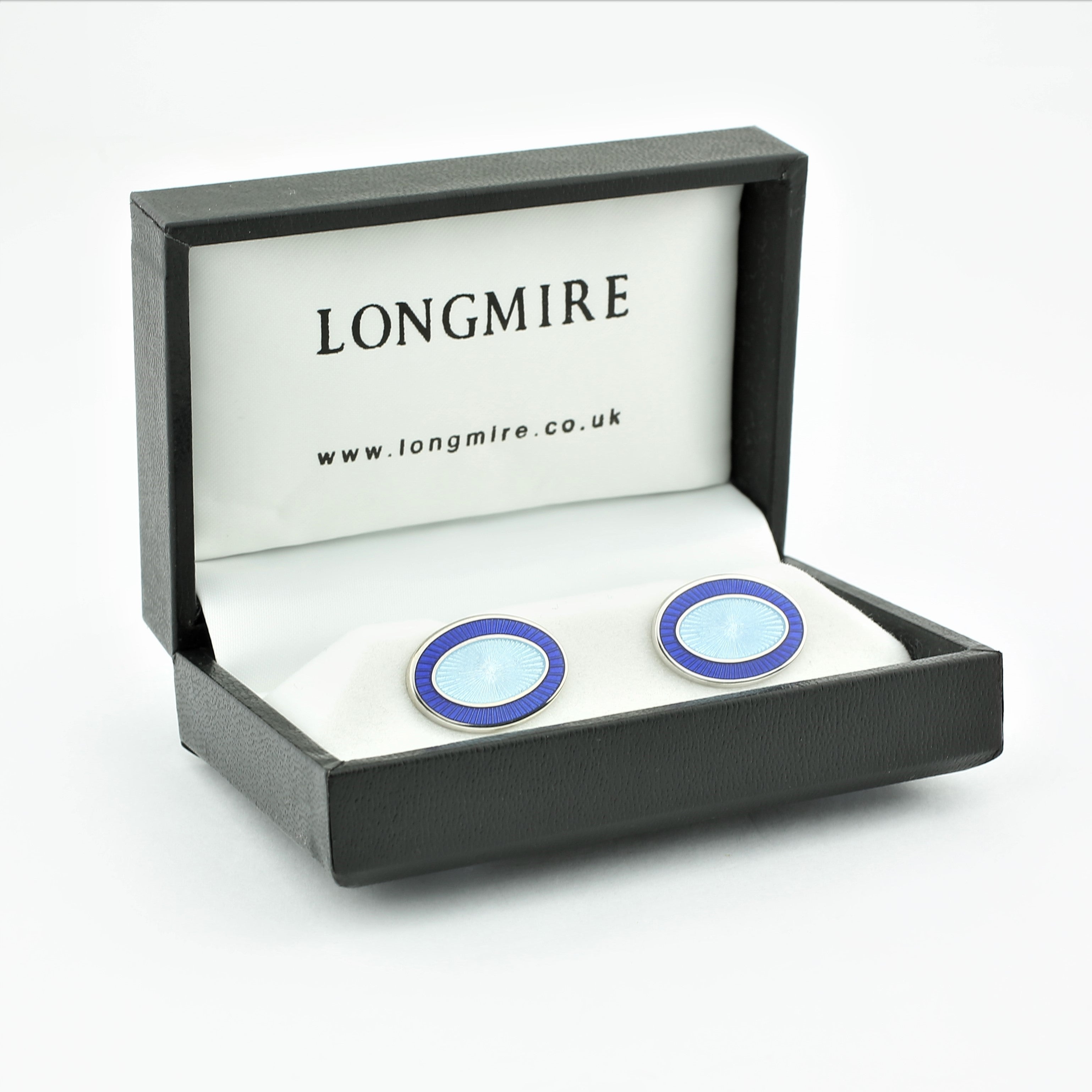 double oval dark blue/light blue t-bar cufflinks - boxed