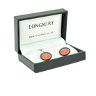 DOUBLE OVAL AUBERGINE/ORANGE ENAMEL sterling silver CUFFLINKS - boxed