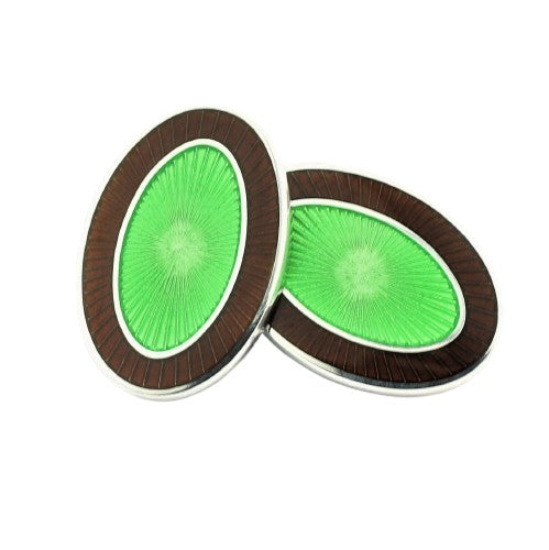 double oval chocolate brown/mint green cufflinks