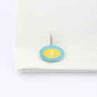 double oval aquamarine/summer yellow sterling silver cufflinks - cuff