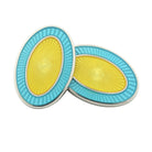 double oval aquamarine/summer yellow sterling silver cufflinks - main