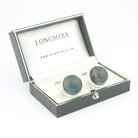 ROCK CRYSTAL CABOCHON CUFFLINKS - boxed