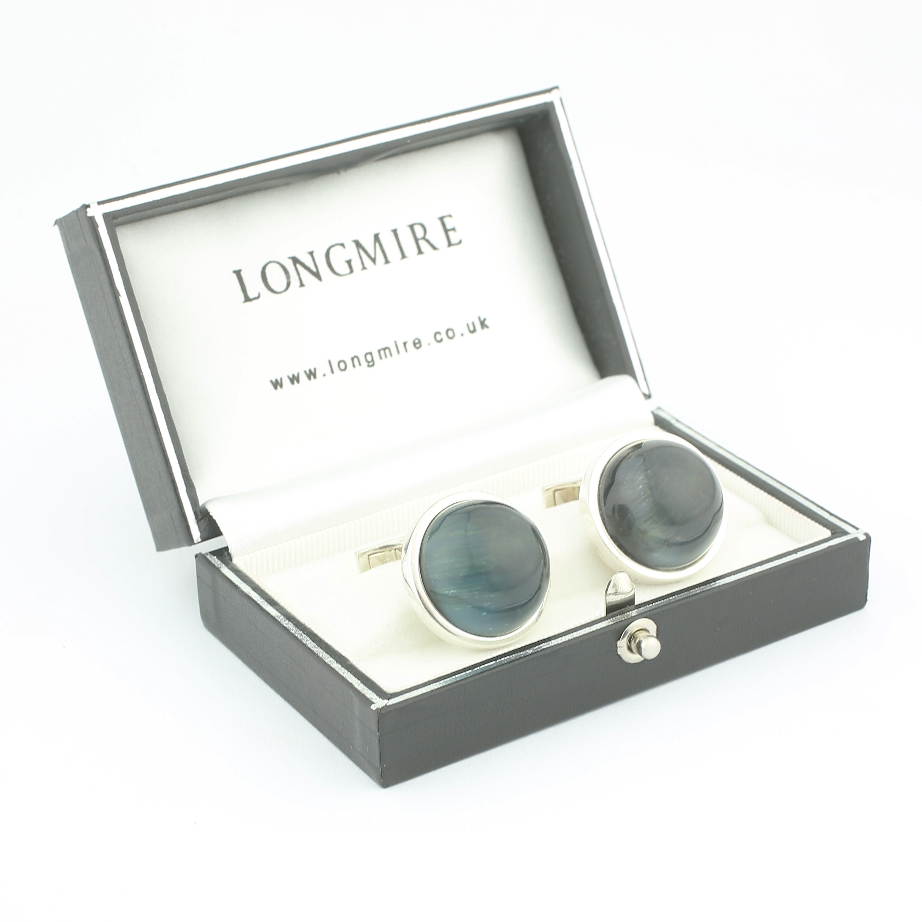 ROCK CRYSTAL CABOCHON CUFFLINKS - boxed