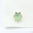 smiling frog prasoilote sterling silver cufflinks - cuff