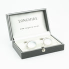 rock crystal cabochons set over mother of pearl in silver - boxed