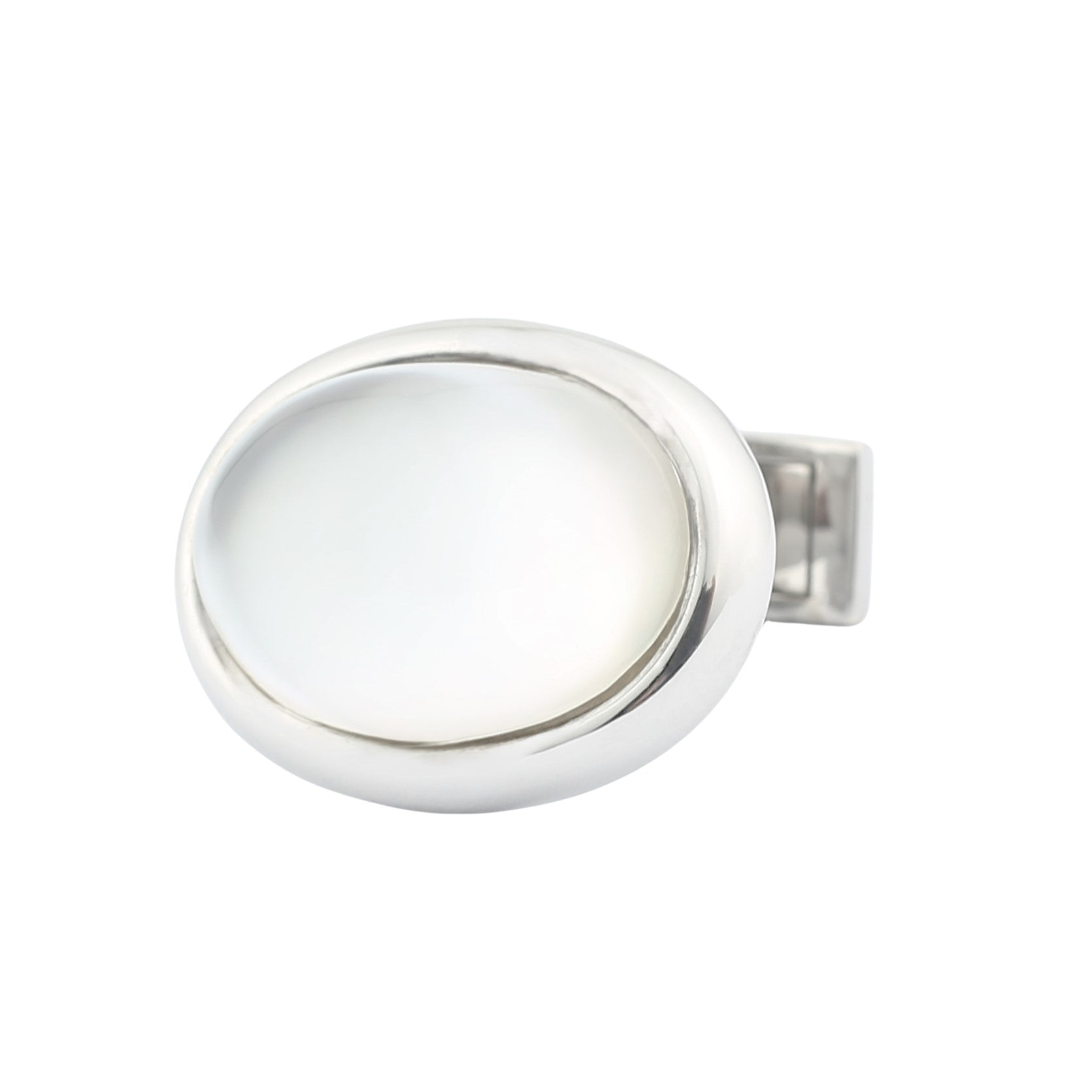 rock crystal cabochons set over mother of pearl in silver - main