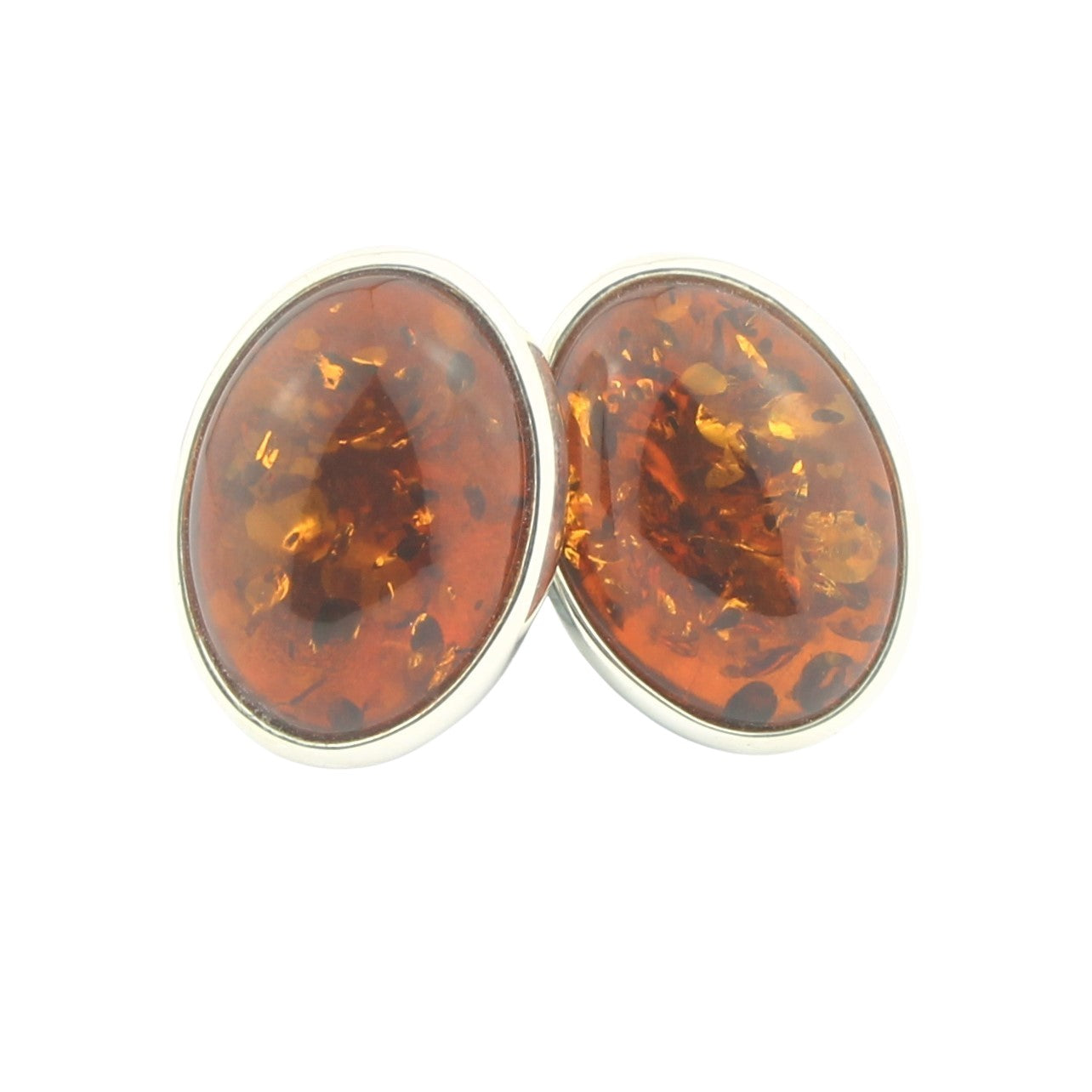 amber cabochons sterling sliver cufflinks - main