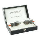 SHARK TORPEDO moonstone sterling silver cufflinks - boxed