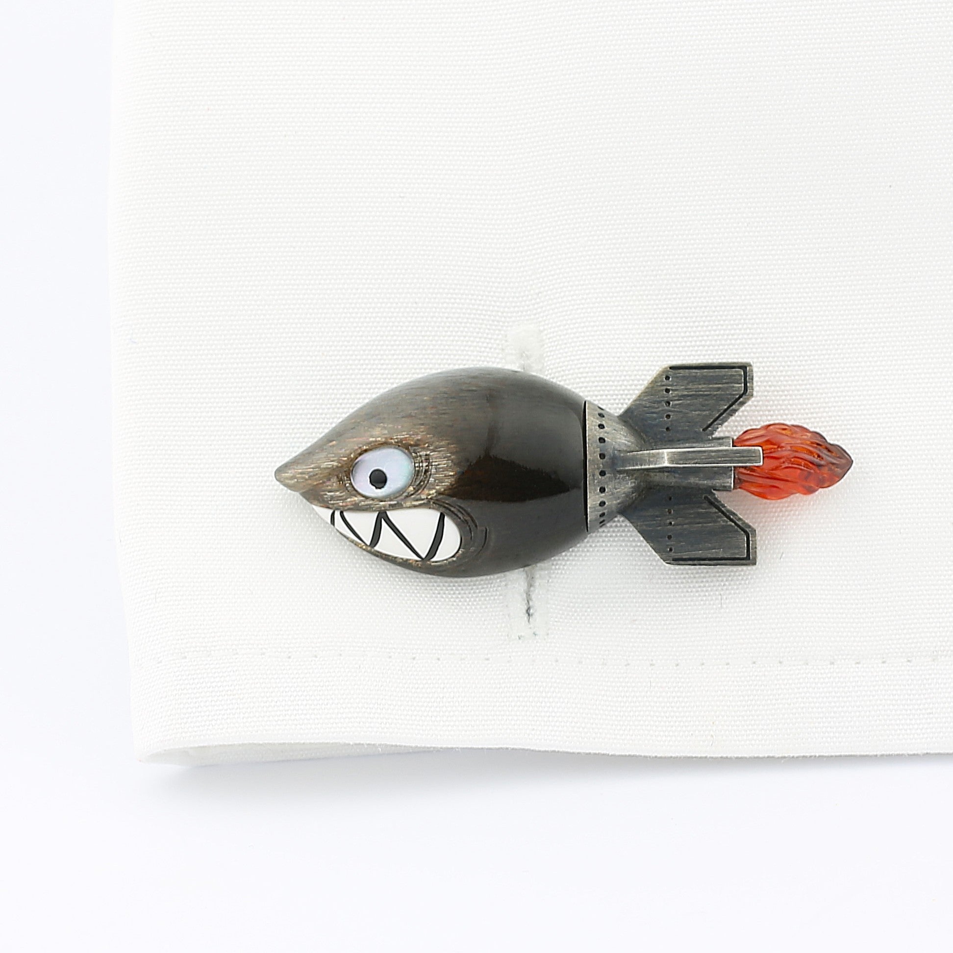 SHARK TORPEDO moonstone sterling silver cufflinks - cuff