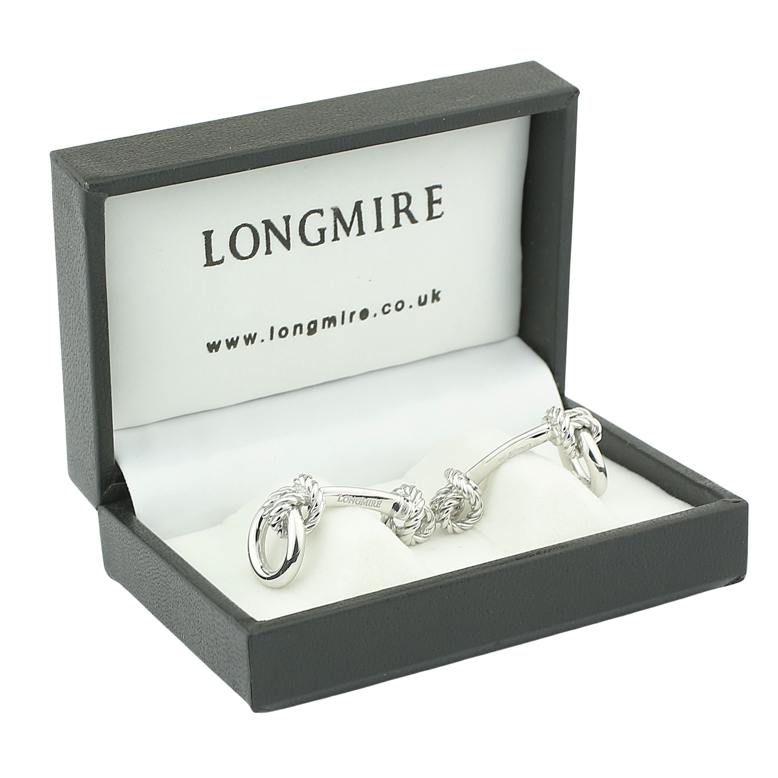 coiled knotted rope sterling silver cufflinks  boxed