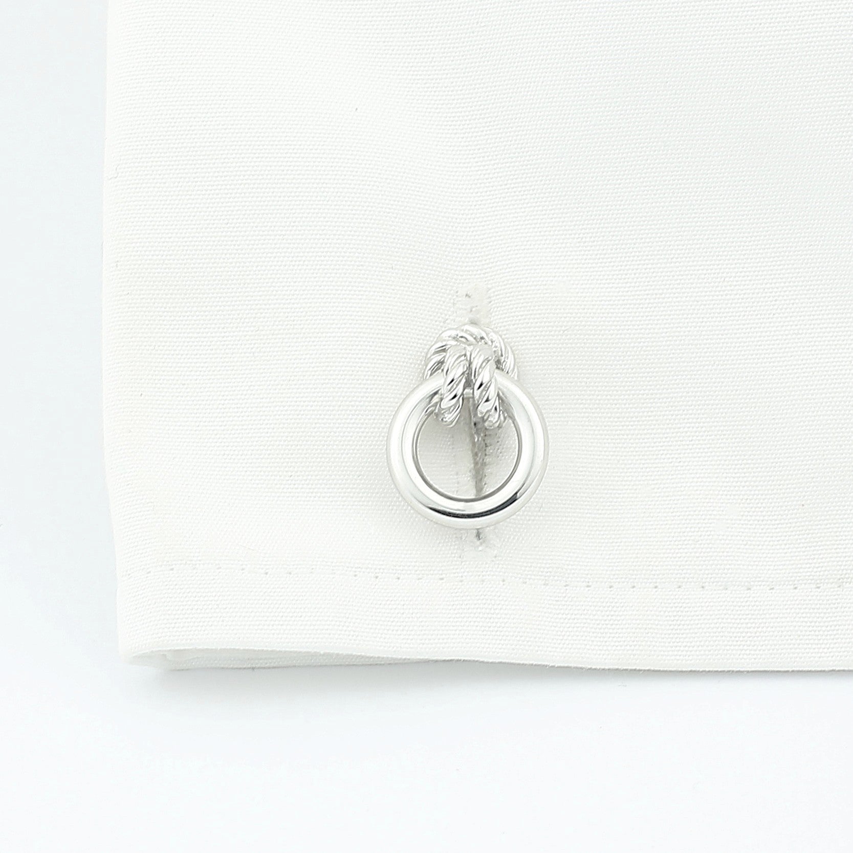 coiled knotted rope sterling silver cufflinks - cuff