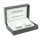 horizontal oblong curved sterling silver cufflinks - boxed