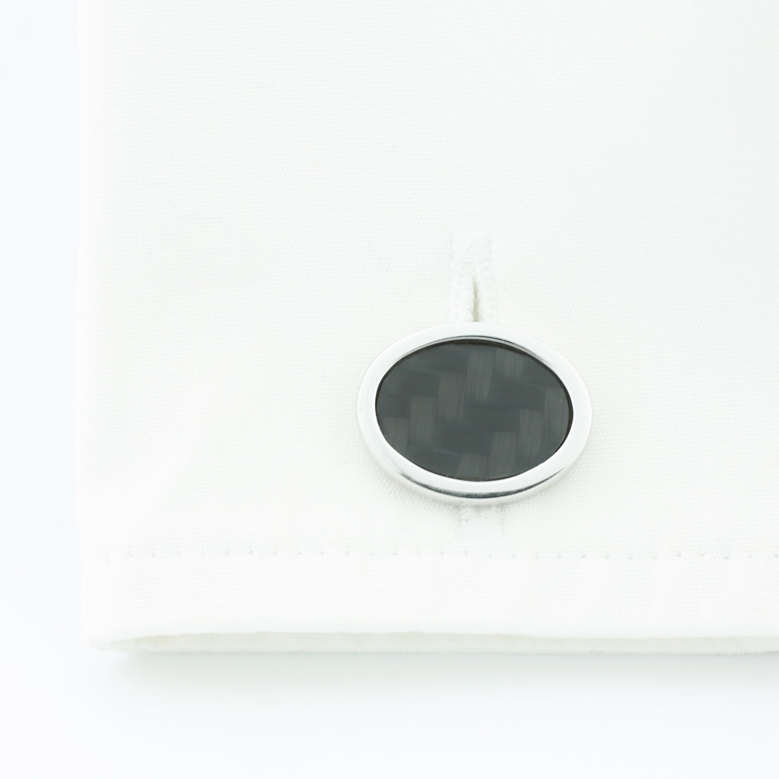 carbon weave oval sterling silver cufflinks - cuff