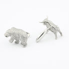 bull and bear sterling silver cufflinks - rear