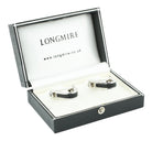 stirrup braided leather sterling sliver cufflinks - boxed