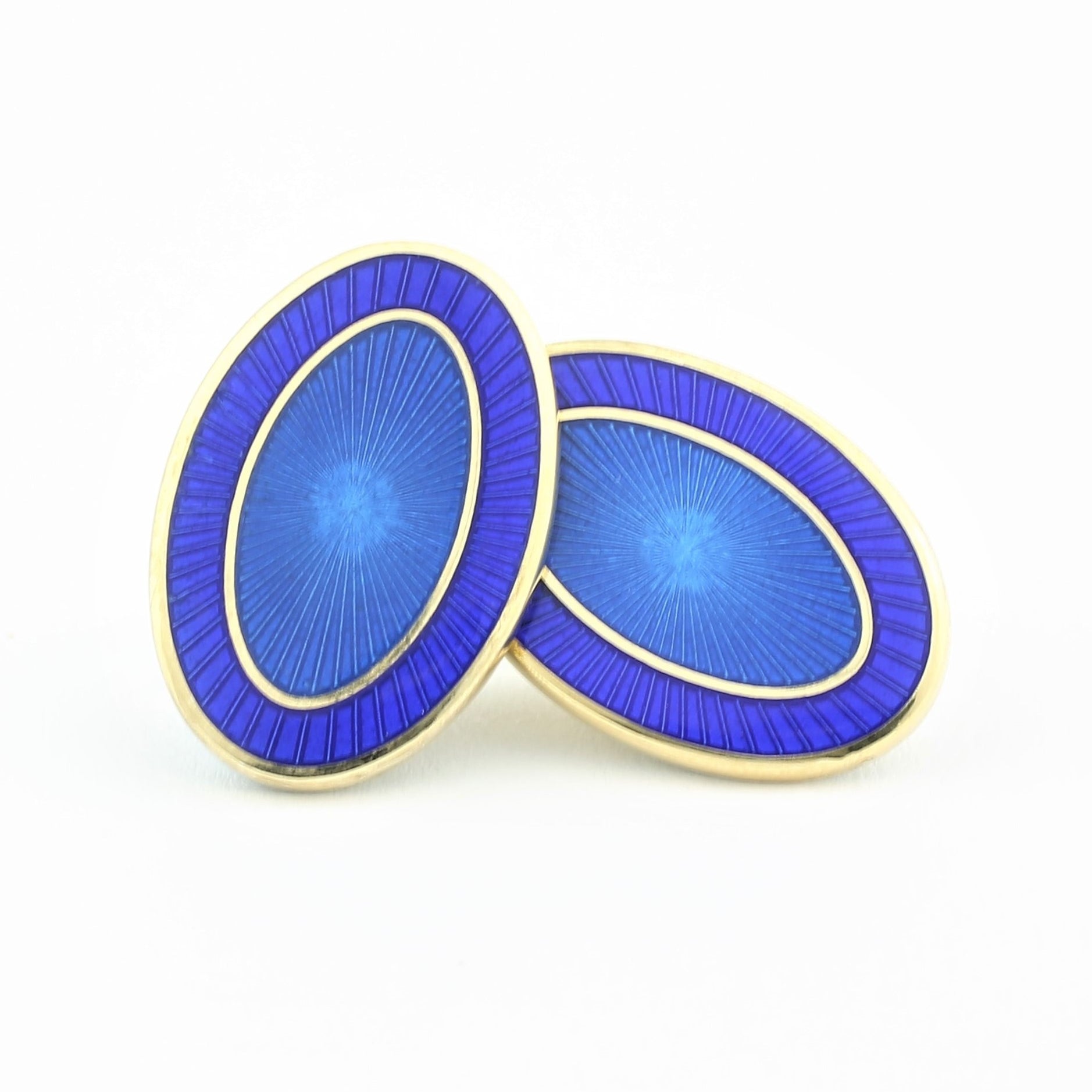 double oval blue/blue enamel cufflinks - main