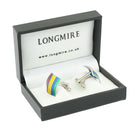 deck chair striped design aluminium cufflinks - boxed