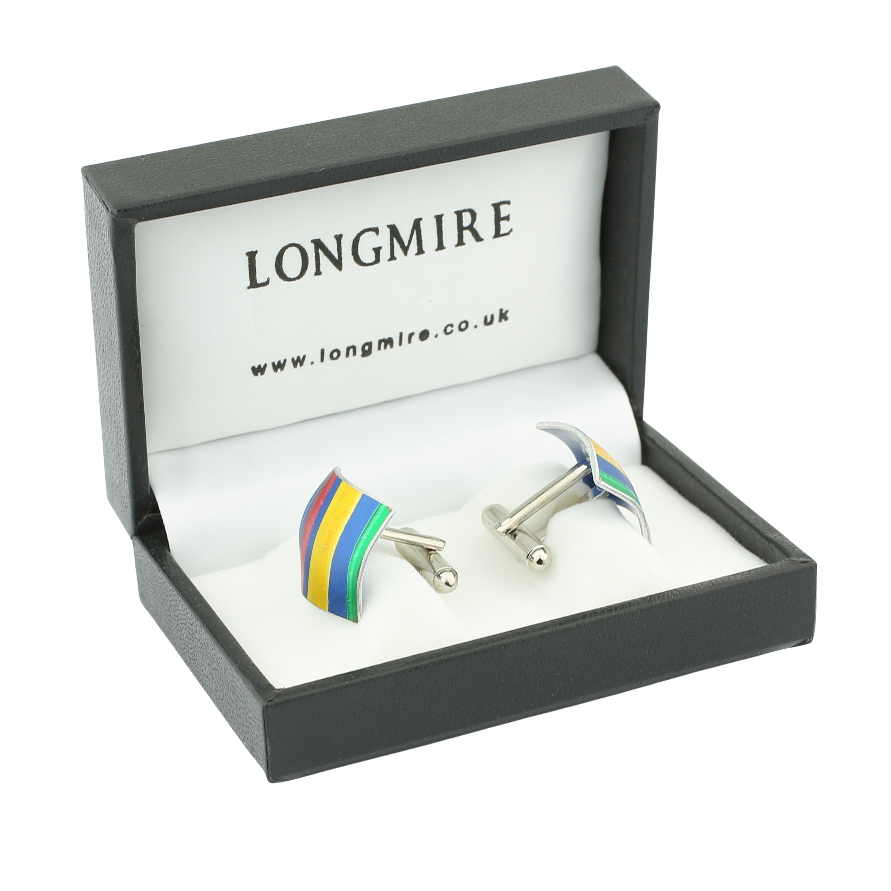 deck chair striped design aluminium cufflinks - boxed