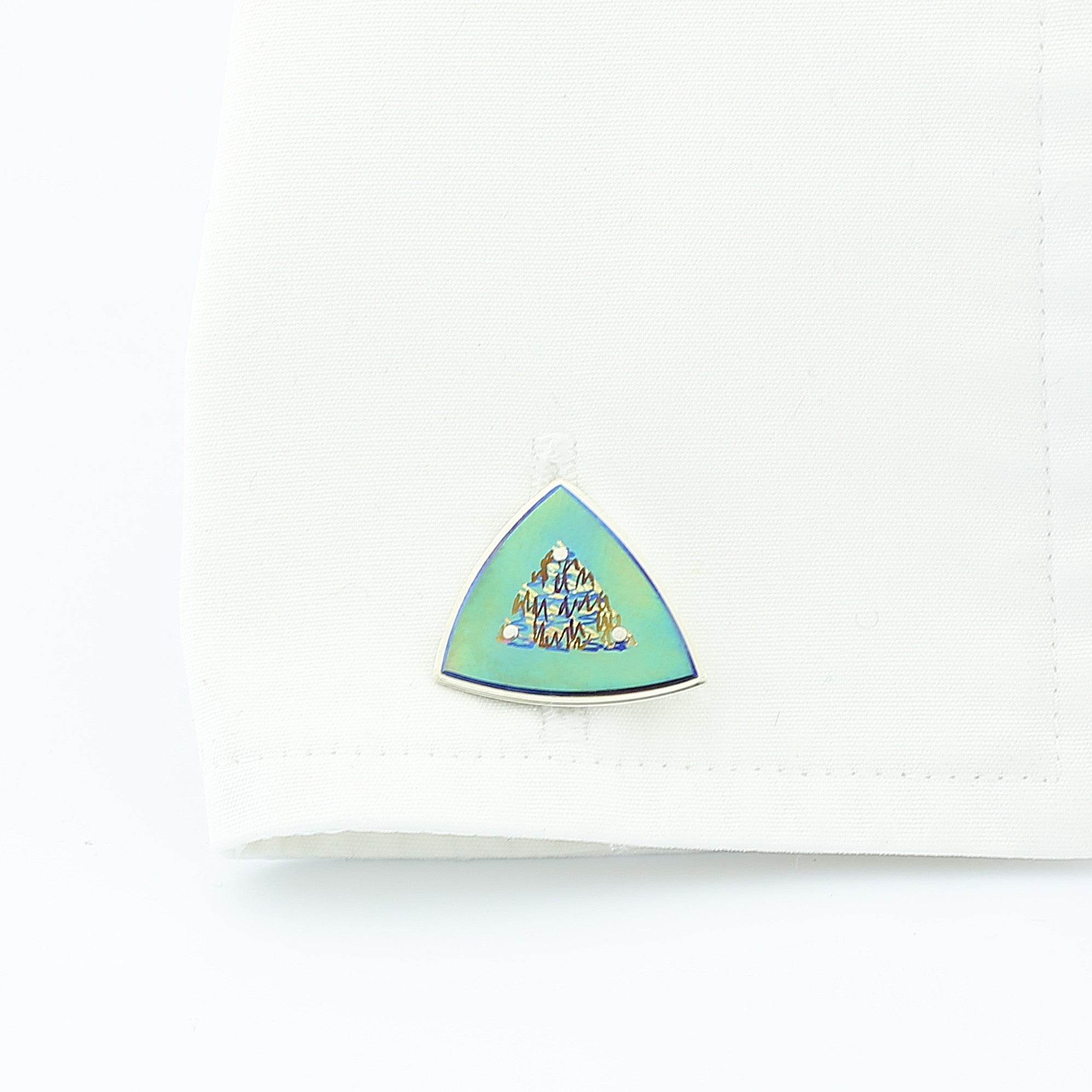 fir tree green titanium cufflinks - shirt