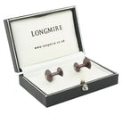 dumbbells steel with diamond inset cufflinks - boxed