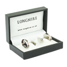 oval with concentric ion circles steel cufflinks - boxed