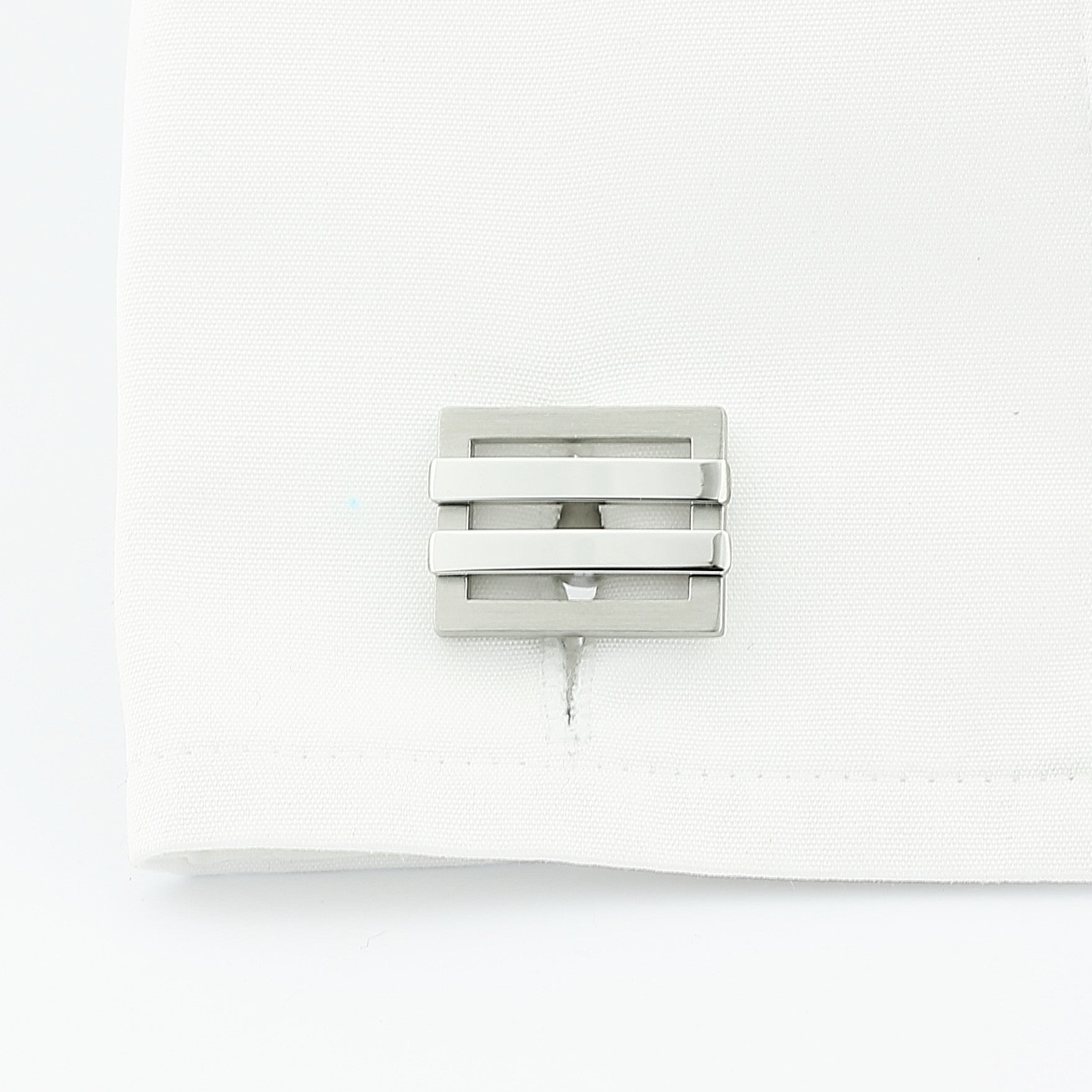 rectangle double bar steel cufflinks - cuff
