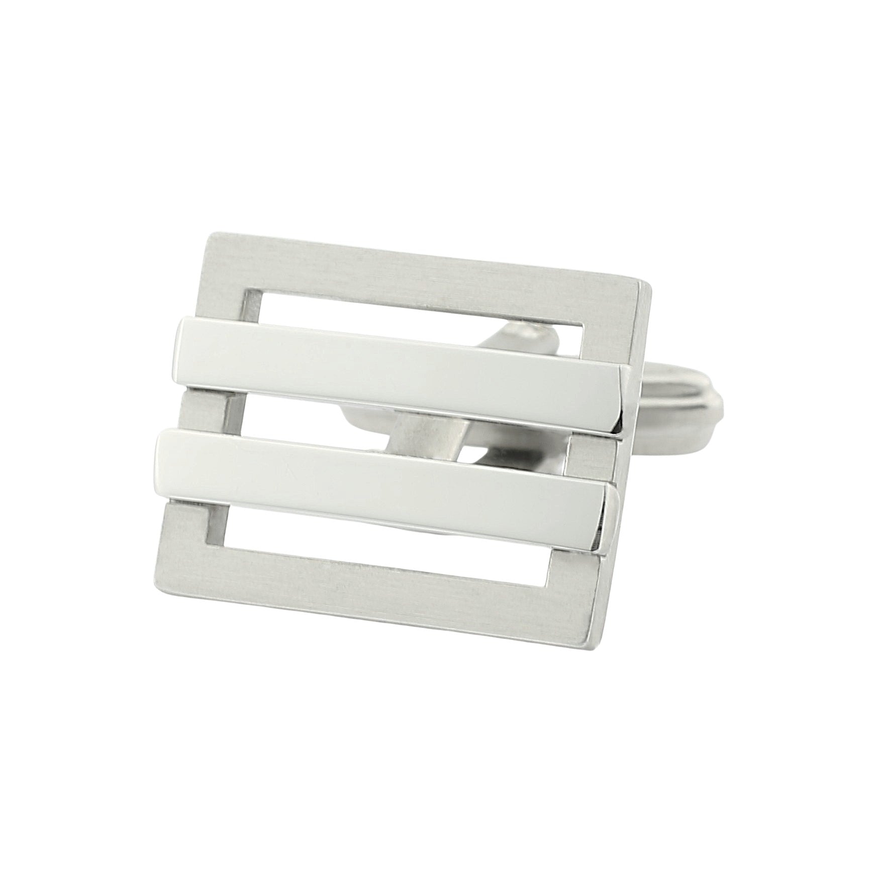 rectangle double bar steel cufflinks - main