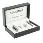 elongated oblong with onyx steel cufflinks - boxed