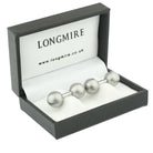 dumbbells solid brushed steel cufflinks - boxed