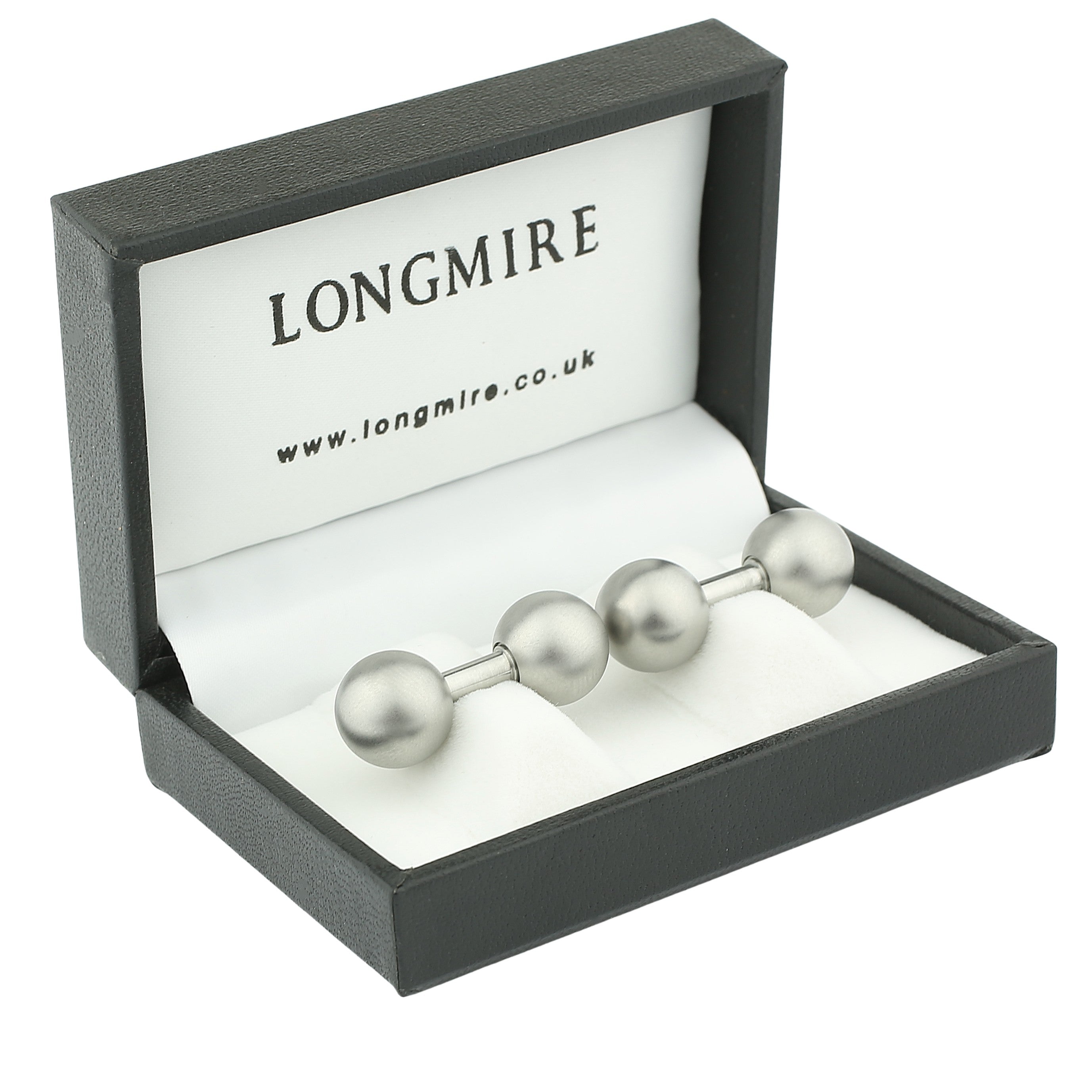 dumbbells solid brushed steel cufflinks - boxed